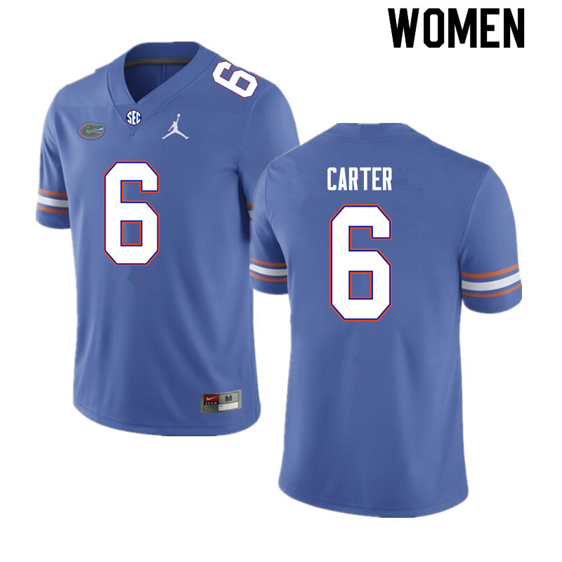 Women #6 Zachary Carter Florida Gators College Football Jerseys Sale-Royal